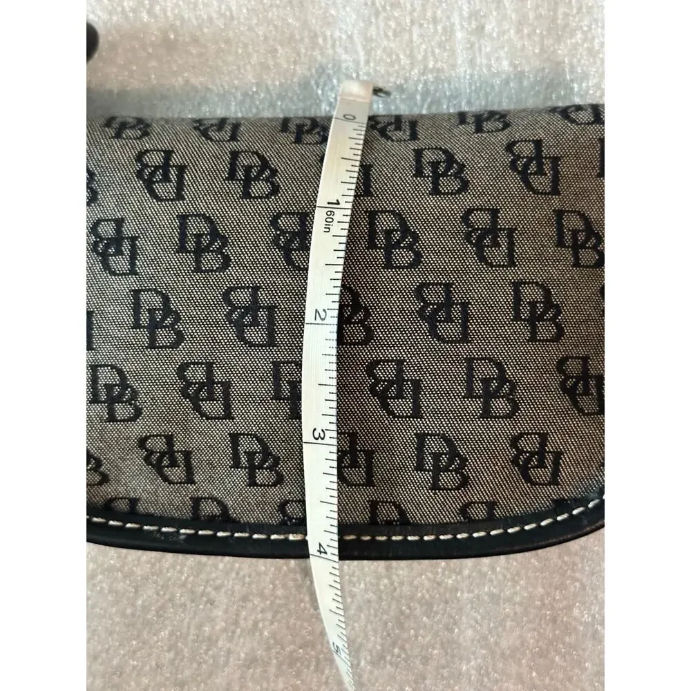Dooney & Bourke DB Monogram Canvas Wristlet Pouch Black Gray Snap Clutch Wallet